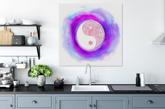 Une illustration d'un logo Yin et Yang avec toile couleur 90x90 cm - Tirage photo sur toile (Décoration murale salon / chambre)