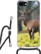 Coque avec cordon iPhone 7 - Cerf élaphe - Pâturage - Vert - Siliconen - Bandoulière - Coque arrière avec cordon - Coque pour téléphone avec cordon - Coque avec corde