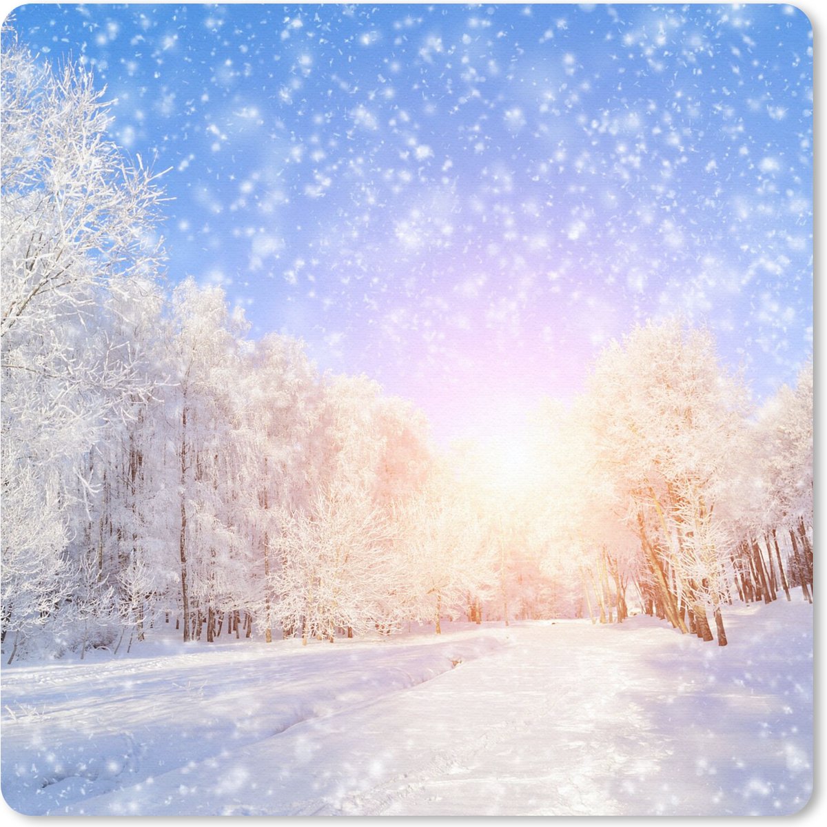 Muismat 30x30 cm - Mousepad Sneeuw - Zon - Winter - Muismatten