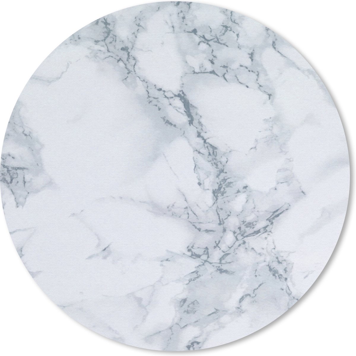 Muismat rond 50x50 cm - Mousepad Marmer - Patroon - Gijs - Wit - Marmer printlook - Luxe - Ronde muismatten