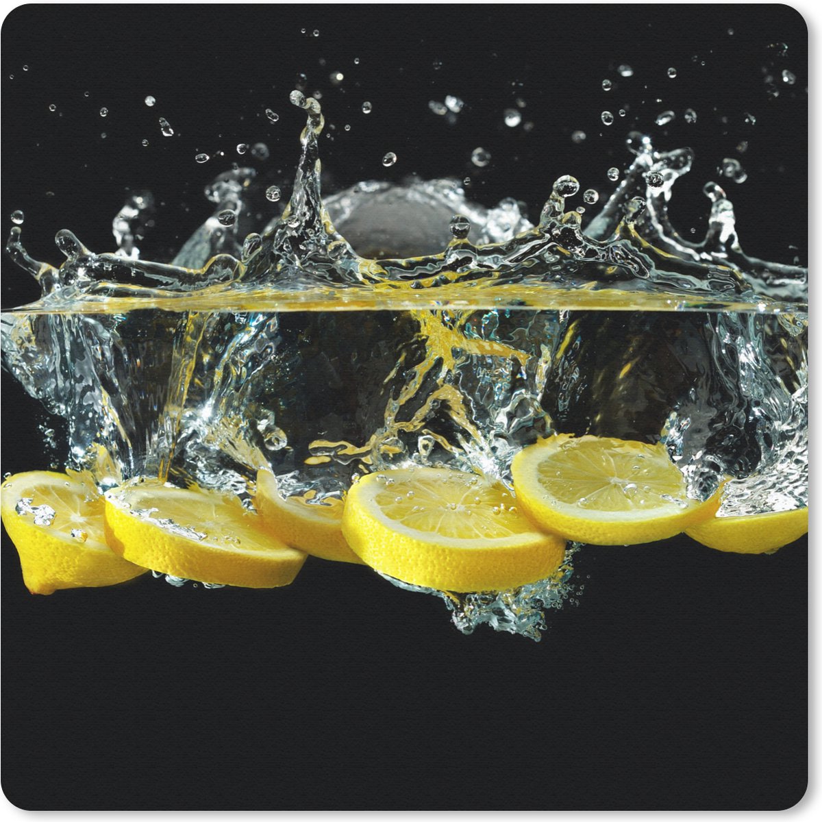 Muismat 20x20 cm - Mousepad Citroen - Fruit - Geel - Stilleven - Water - Muismatten