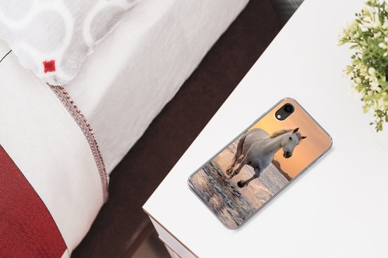 Coque iPhone XR - Paarden - Soleil - Mer - Plage - Animaux - Coque en Siliconen