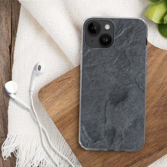 Apple iPhone 14 - Coque souple - Grijs - Béton - Ardoise - Structure - Rétro - Coque de téléphone en Siliconen