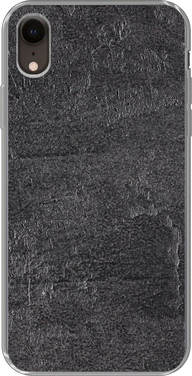 Telefoonhoesje Geschikt voor iPhone XR hoesje - Leisteen - Beton print - Natuursteen - Grijs - Industrieel - Siliconen Telefoonhoesje Telefoonhoesje