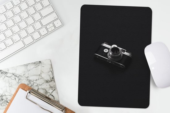 Muismat 18x27 cm - Mousepad Zwart - Camera - Design - Wit - Muismatten