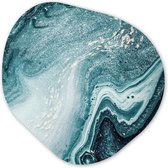 Organische Wanddecoratie - Kunststof Muurdecoratie- Organisch Schilderij - Edelstenen - Blauw - Natuur - Marmer - Abstract- 40x40 cm - Asymmetrische spiegel vorm op kunststof