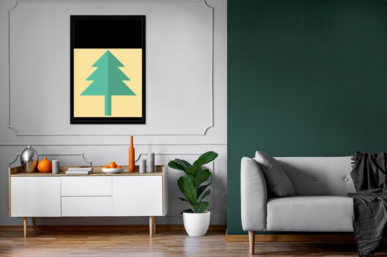 Cadre photo avec poster - Noël - Illustration - Sapin de Noël - Citations - Joyeux Noël - Jaune - 60x90 cm - Cadre pour poster - Décoration de Noël - Décorations de Noël - Décoration de Noël Salon