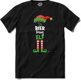 Foute kersttrui - Bier breng kerstelf - T-Shirt - Heren - Zwart - Maat L