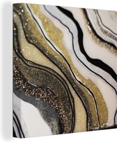 Tableau sur toile L'intérieur d'une agate avec une couleur dorée d'après nature - 90x90 cm - Décoration murale