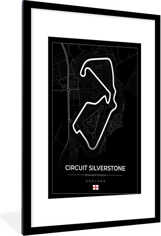Fotolijst incl. Poster - Racing - Engeland - Racebaan - Circuit - Silverstone - Zwart - 60x90 cm - Posterlijst