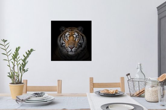 Stickers muraux - Film autocollant - Tigre - Animaux sauvages - Portrait - Zwart - Animaux - 80x80 cm - Film adhésif - Stickers muraux chambre enfant - Papier peint autocollant - Papier peint autocollant - Film autocollant