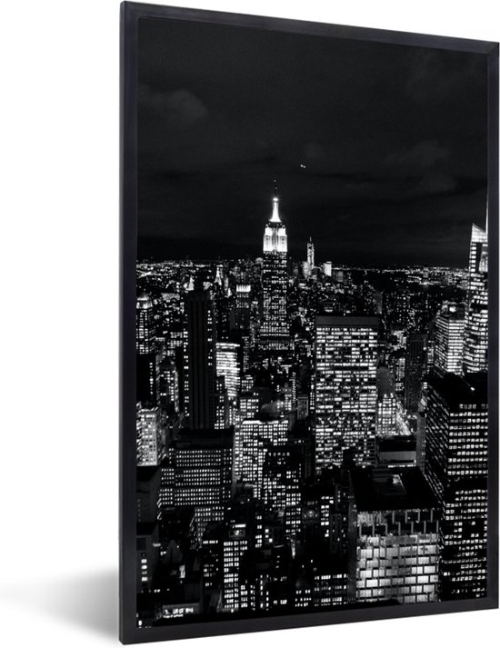 Poster met lijst - Kamer decoratie aesthetic - New York - zwart wit - decoratie aesthetic