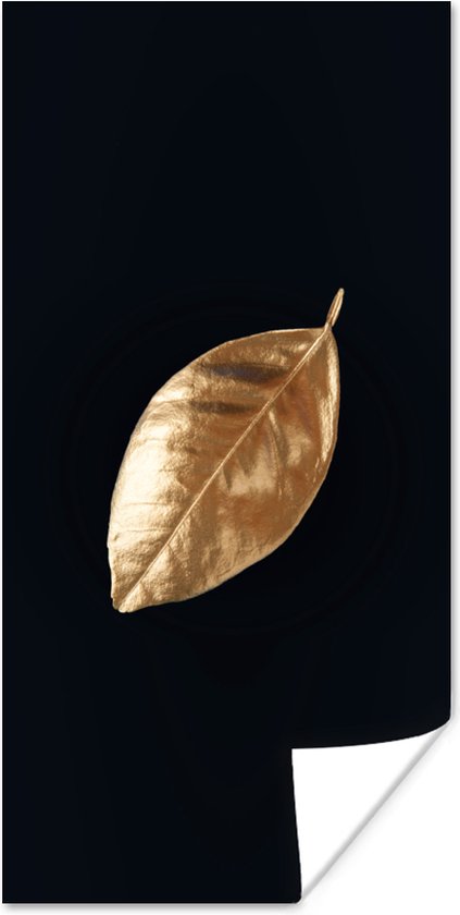 Poster Bladeren - Black en gold - Luxe - Natuur - Planten - 20x40 cm - Kerstversiering - Kerstdecoratie voor binnen - Kerstmis