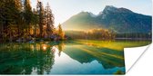 Poster Lac - Forêt - Montagnes - Nature - Soleil - Paysage - 80x40 cm - Décorations de Noël - Décoration de Noël pour intérieur - Noël