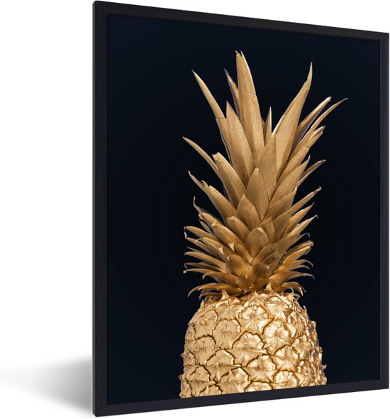 Cadre photo avec poster - Ananas - Or - Peinture - Zwart - Fruits - Luxe - 30x40 cm - Cadre poster - Décorations de Noël - Décoration de Noël pour l'intérieur - Noël