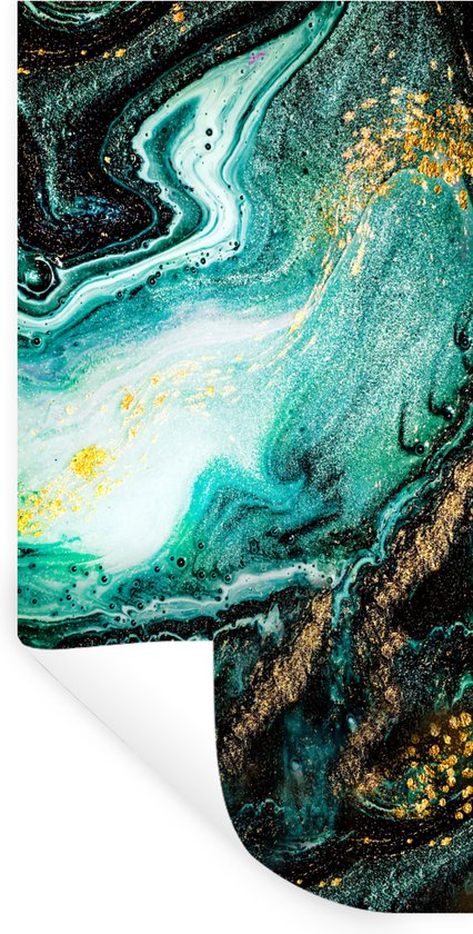 Stickers muraux Muraux - Feuille Autocollant - Aspect Marbre - Blauw - Or - Glitter - Luxe - Marbre - 40x80 cm - Film Adhésif - Stickers muraux Chambre Enfant - Papier Peint Auto Adhésif