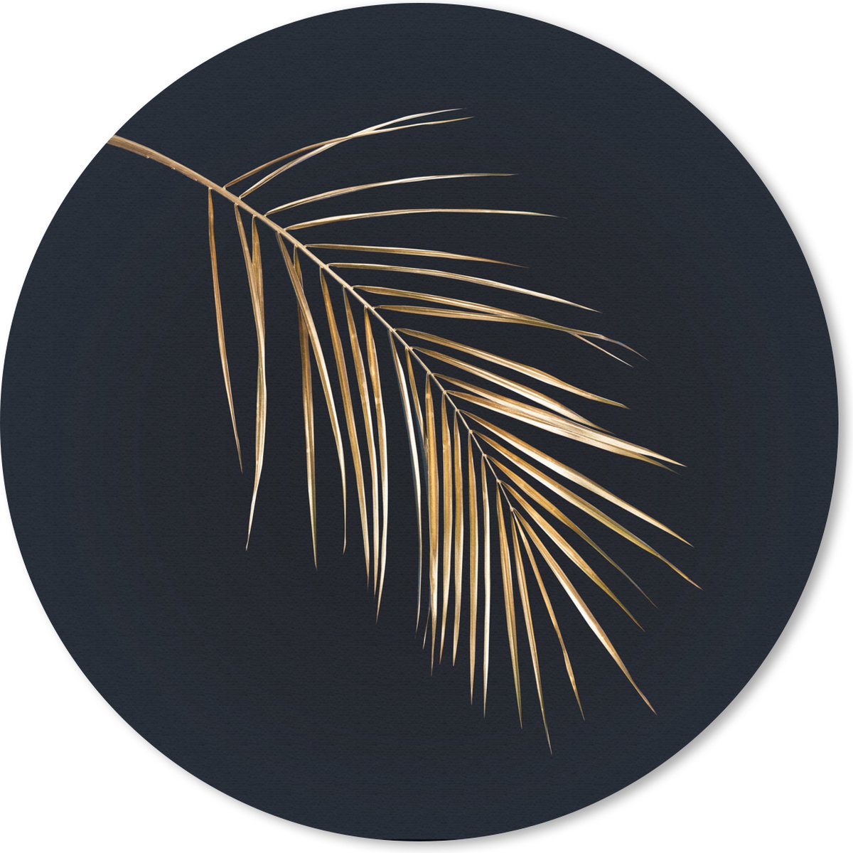 Muismat Golden leaves vierkant - Goud blad met sprieten op een zwarte achtergrond Muismat rond - 20x20 cm - Muismat met foto
