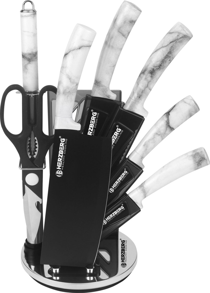 8 Pieces Knife Set with Acrylic Stand - Stone