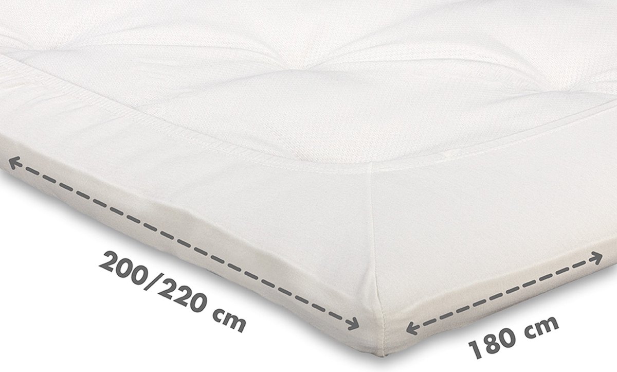 Beter Bed Select Jersey Hoeslaken Topper - 180 x 200/210/220 cm - 100% Katoen - Matrasbeschermer - Matrashoes - Off-White