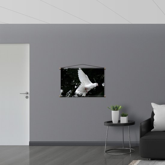 WallClassics - Affiche Textile - Duif Witte Volante - 90x60 cm Photo sur Textile