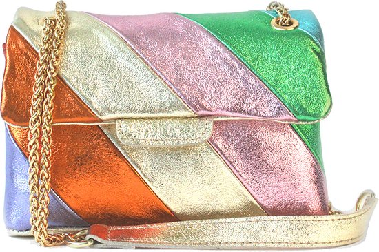Giuliano Rainbow Metallic Schoudertas Multicolor - Echt leer - Made in Italy