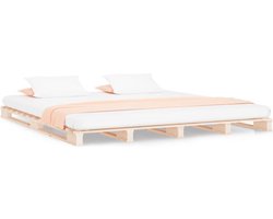 vidaXL - Palletbed - massief - hout - 180x200 - cm