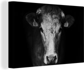 Canvas schilderij - Dieren - Koe - Zwart - Wit - Foto op canvas - Canvas - 60x40 cm - Woonkamer - Muurdecoratie