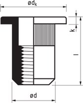 Masterfix Blindklinkmoer M12x25mm - staal - open cilinderkop (Per 100 stuks)
