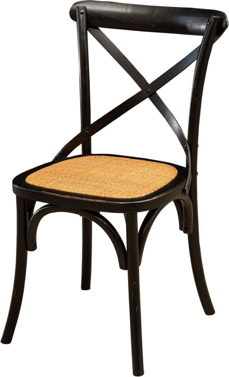 Chaise Thonet en frêne massif et siège en rotin, finition en bois vieilli  46x42x86 cm