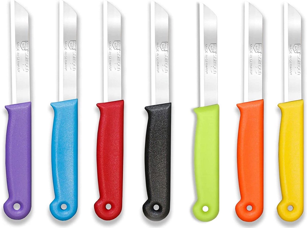Solingen Schilmesje – RVS Glad – 18,5 cm met Blade Cover – Mix – 7 stuks