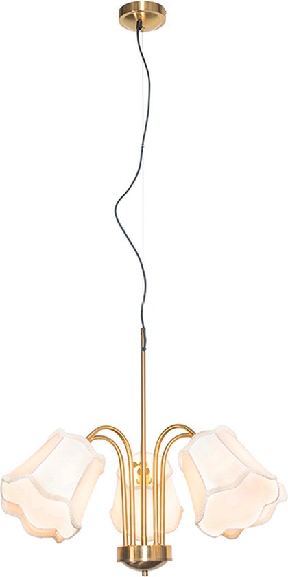 QAZQA nona - Lampe suspendue classique pour au-dessus de la table à manger | en salle à manger - 5 lumières - Ø 70 cm - Wit - Salon | Chambre à coucher