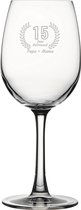 Verre à vin blanc gravé 36cl Papa + maman 15 ans mariés
