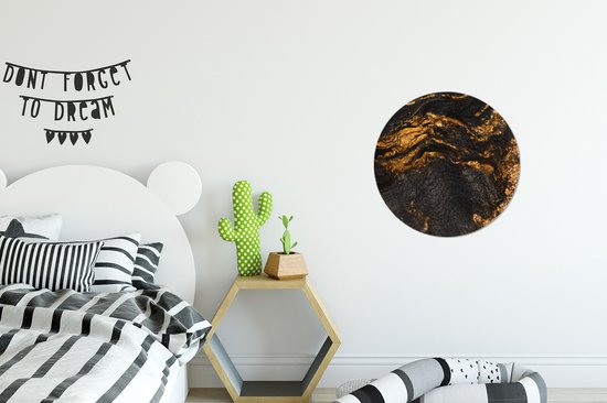 Papier Peint Cercle - Marbre - Citron Vert - Zwart - Or - Aspect Marbre - Luxe - 30x30 cm - Cercle Mural - Auto-Adhésif - Autocollant Papier Peint Rond