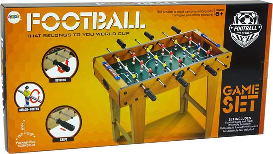 Thumbnail van een extra afbeelding van het spel Voetbaltafel - tafelvoetbal - 69x36,5x62 cm - hout