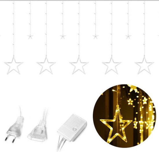 Kerstverlichting sterren gordijn 4m bol