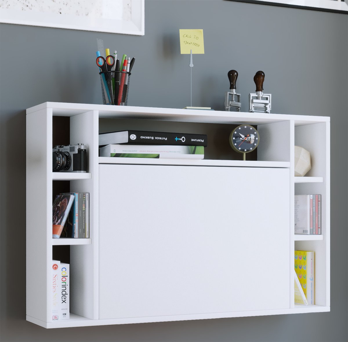 Genérico Bureaurek met 2 niveaus, met zwarte bureau-organizer voor kantoor en slaapkamer, opbergstandaard voor computerbureau, elegante oplossing van 135,1 cm (53,1 inch