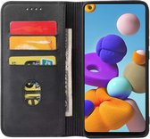 Smartphonica Samsung Galaxy A21s kunstleren hoesje met magnetische sluiting en pashouders book case - zwart / Kunstleer / Book Case geschikt voor Samsung Galaxy A21s