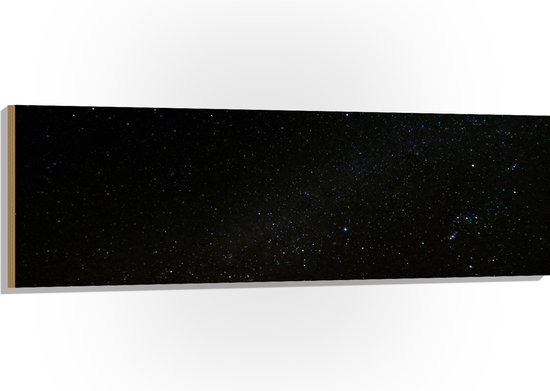 WallClassics - Wood - Dark Sky with Stars - 150x50 cm - 12 mm d'épaisseur - Photo sur Bois (Avec Système d'accrochage)