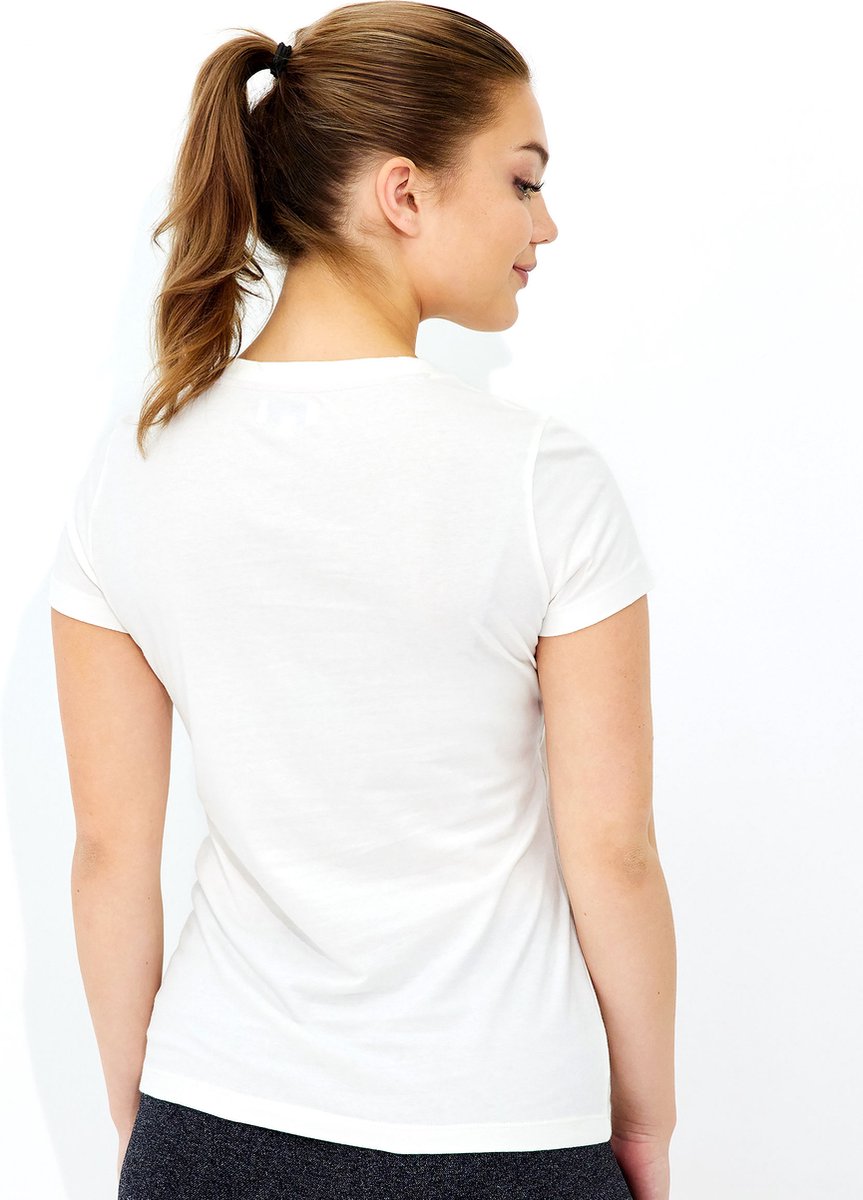 Redsware Sport T-Shirt Dames - Glanzende Metallic Print - Wit/Beige