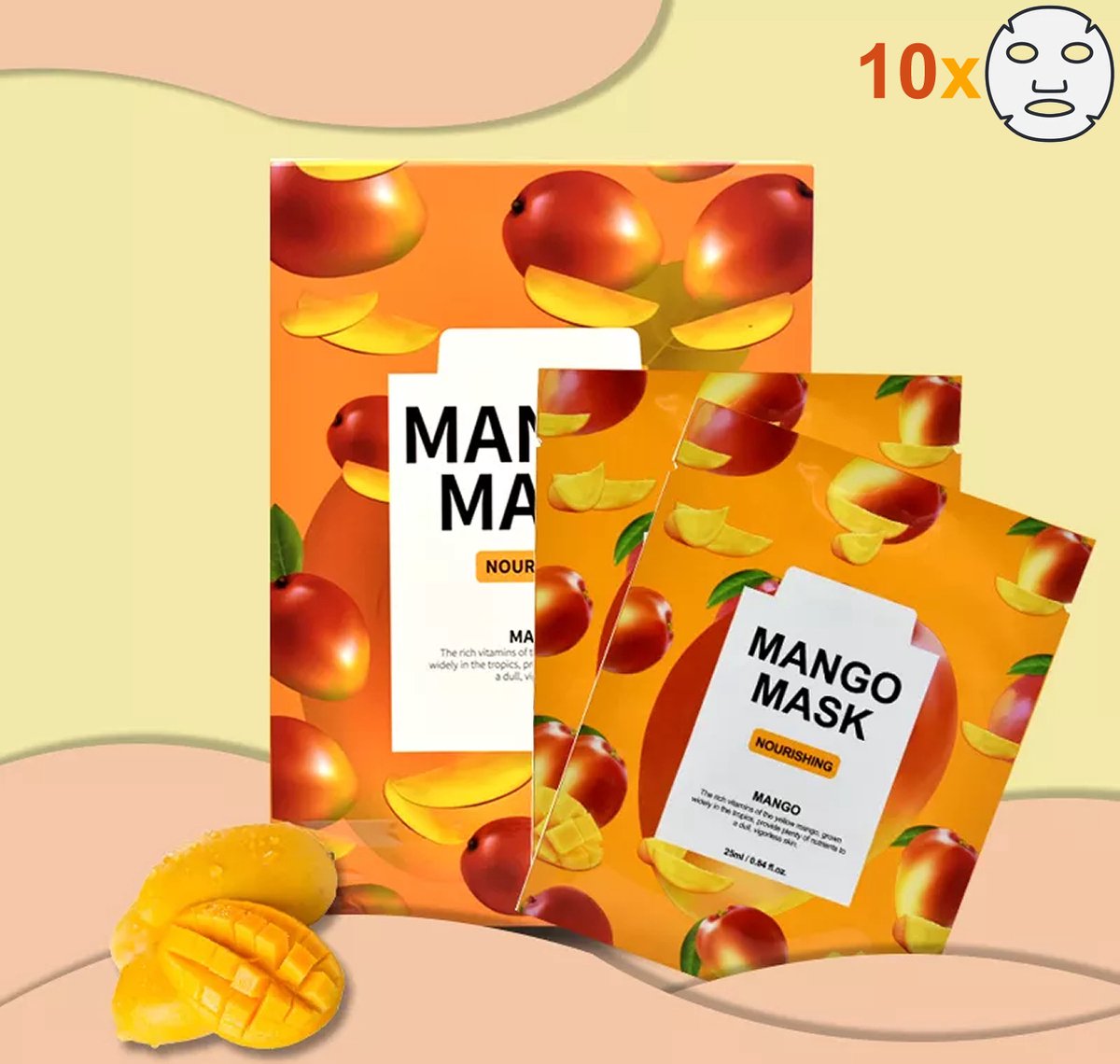 Summer Girl - Sheet Mask - Mango - Gezichtsmasker - 10 stuks