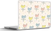 Laptop sticker - 14 inch - Bloemen - Pastel - Geboorte - 32x5x23x5cm - Laptopstickers - Laptop skin - Cover