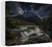 Canvas Schilderij De Canadese watervallen met donkere lucht in Canada - 40x30 cm - Wanddecoratie