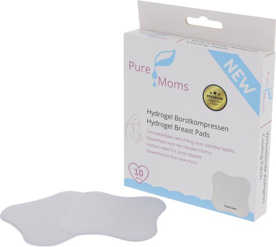 Tepelhoedje - Pure Moms - Hydrogel Pads - Tepelbeschermers - NIEUW - 10 Stuks - Borst Kompressen - Award winnaar - Verkoeling van gevoelige of pijnlijke tepels helpt bij herstel - Borstvoeding - Essentiële hulp als nieuwe moeder - Kraam cadeau - Babyshower