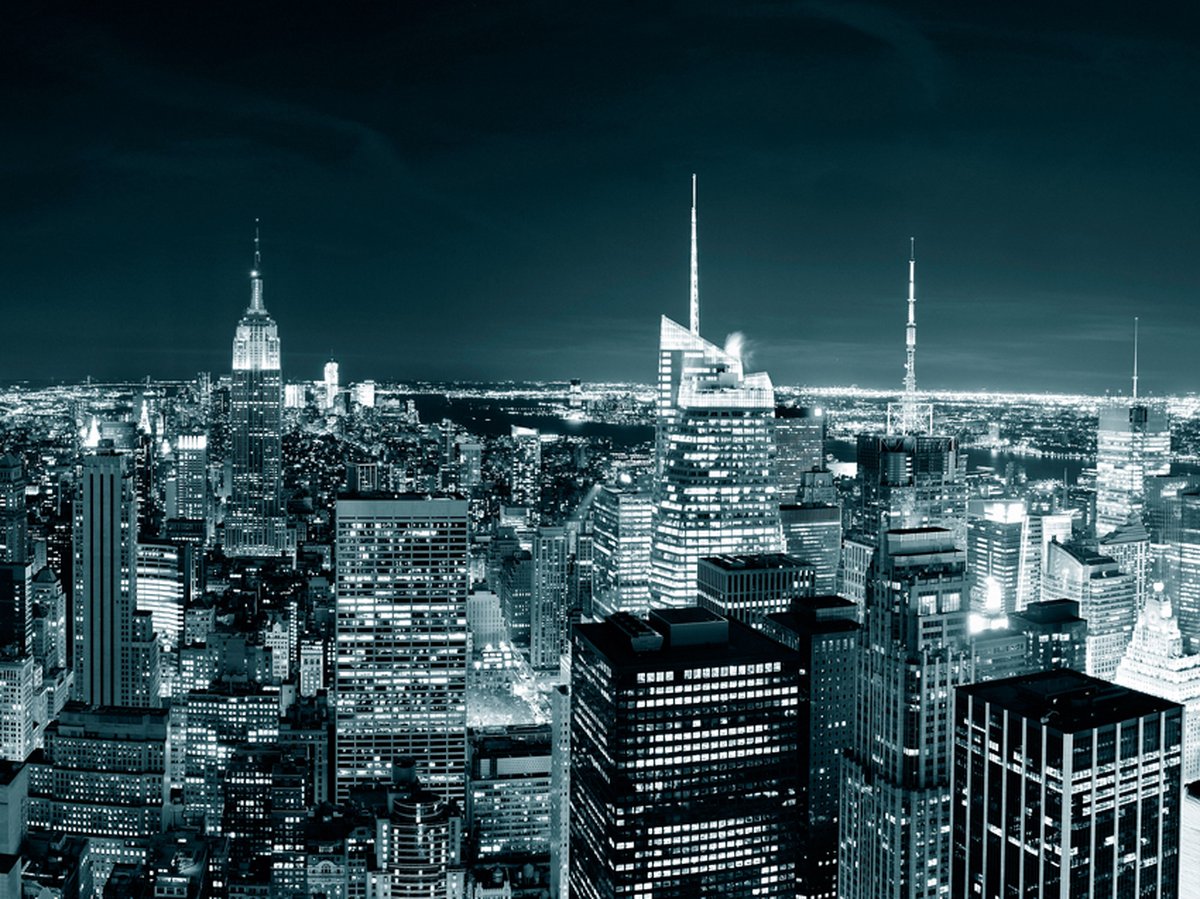 Fotobehang - New York nachtleven.