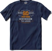 50 Jaar vintage legend - Abraham jubileum - verjaardag  cadeau - Kado tip - T-Shirt - Heren - Navy Blue - Maat L