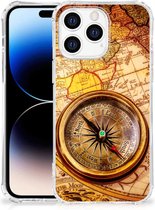 Telefoon Hoesje Geschikt voor Apple iPhone 14 Pro Max Hoesje met transparante rand Kompas