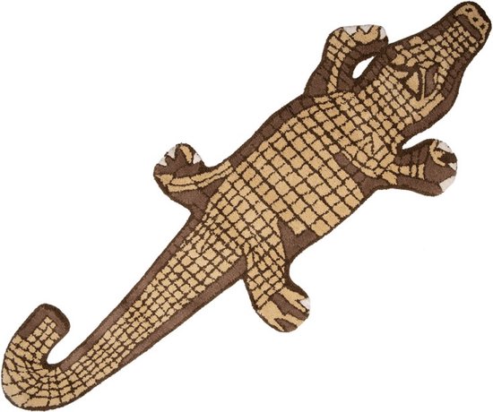 Tapis Crocodile 152x54 cm Tapis en Laine Marron Pied Tapis