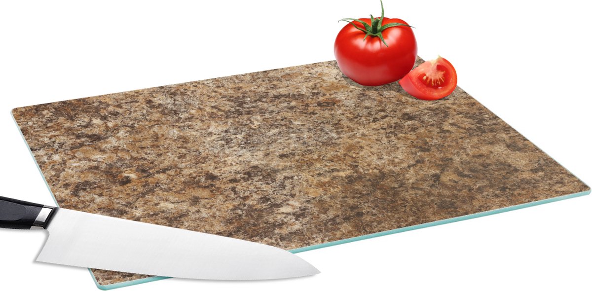 Glazen Snijplank - 39x28 - Graniet - Design - Structuur - Steen - Bruin - Snijplanken Glas