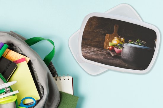 Bread Bin Wit - Lunch Box - Bread Box - Rustique - Nature Morte - Pan - Légumes - 18x12x6 cm - Adultes