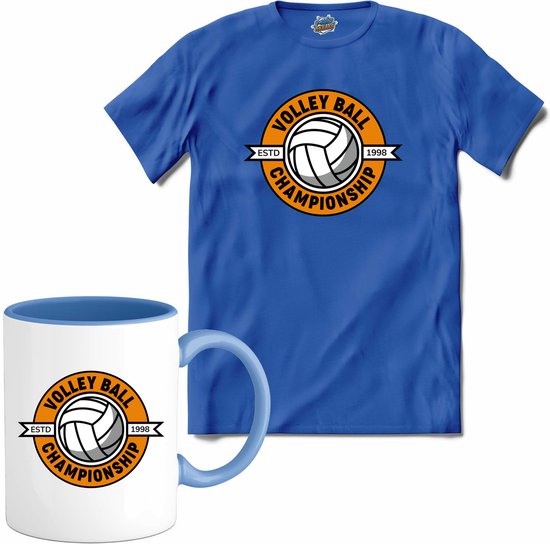 Volleybal championship sport - T-Shirt met mok - Heren - Royal Blue - Maat XL